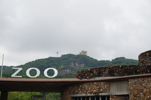 のいち動物園の向こうに三宝山